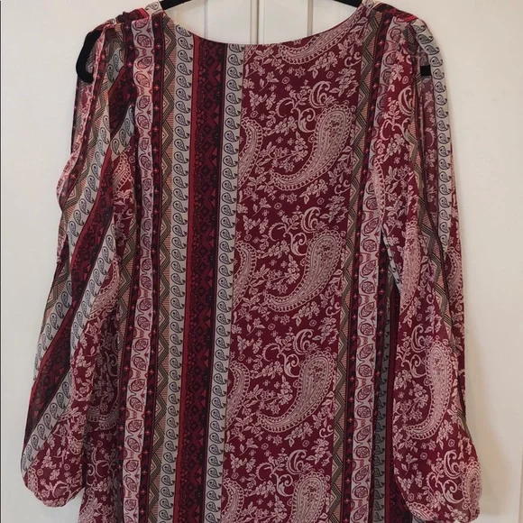 Boho Paisley Red Tunic Short  Dress Medium - Picture 6 of 6
